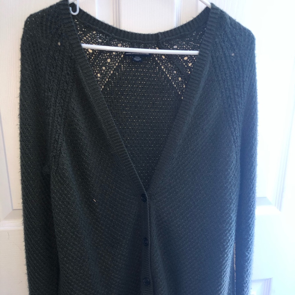 American Eagle army green half button up cardigan